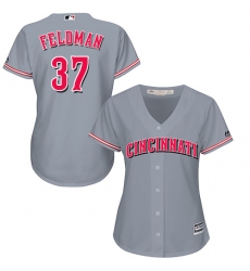 Women's Majestic Cincinnati Reds #37 Scott Feldman Authentic Grey Road Cool Base MLB Jersey