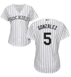 Women's Majestic Colorado Rockies #5 Carlos Gonzalez Authentic White Home Cool Base MLB Jersey