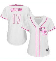 Women's Majestic Colorado Rockies #17 Todd Helton Replica White Fashion Cool Base MLB Jersey