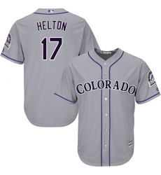 Youth Majestic Colorado Rockies #17 Todd Helton Replica Grey Road Cool Base MLB Jersey