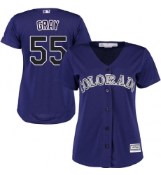 Women's Majestic Colorado Rockies #55 Jon Gray Authentic Purple Alternate 1 Cool Base MLB Jersey