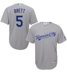Youth Majestic Kansas City Royals #5 George Brett Authentic Grey Road Cool Base MLB Jersey