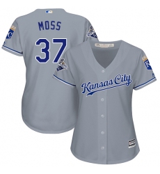 Women's Majestic Kansas City Royals #37 Brandon Moss Authentic Grey Road Cool Base MLB Jersey