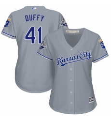 Women's Majestic Kansas City Royals #41 Danny Duffy Authentic Grey Road Cool Base MLB Jersey
