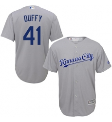 Youth Majestic Kansas City Royals #41 Danny Duffy Authentic Grey Road Cool Base MLB Jersey