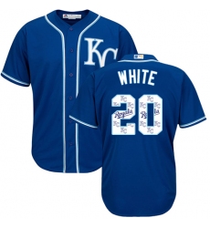Men's Majestic Kansas City Royals #20 Frank White Authentic Blue Team Logo Fashion Cool Base MLB Jersey