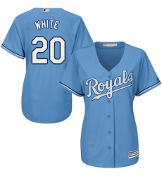 Women's Majestic Kansas City Royals #20 Frank White Authentic Light Blue Alternate 1 Cool Base MLB Jersey