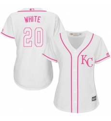 Women's Majestic Kansas City Royals #20 Frank White Authentic White Fashion Cool Base MLB Jersey