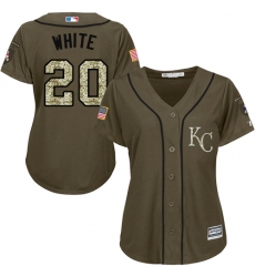 Women's Majestic Kansas City Royals #20 Frank White Replica Green Salute to Service MLB Jersey