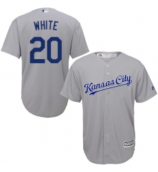 Youth Majestic Kansas City Royals #20 Frank White Authentic Grey Road Cool Base MLB Jersey