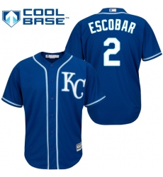 Men's Majestic Kansas City Royals #2 Alcides Escobar Replica Blue Alternate 2 Cool Base MLB Jersey