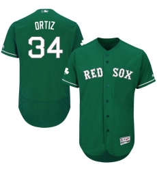 Men's Majestic Boston Red Sox #34 David Ortiz Green Celtic Flexbase Authentic Collection MLB Jersey