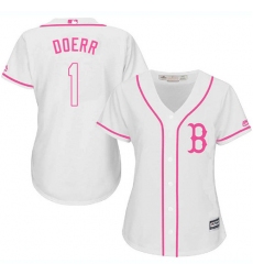 Women's Majestic Boston Red Sox #1 Bobby Doerr Authentic White Fashion MLB Jersey