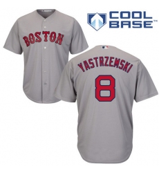 Youth Majestic Boston Red Sox #8 Carl Yastrzemski Replica Grey Road Cool Base MLB Jersey