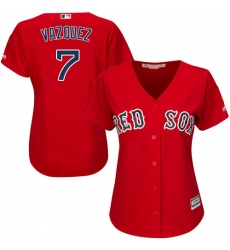 Women's Majestic Boston Red Sox #7 Christian Vazquez Replica Red Alternate Home MLB Jersey