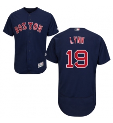 Men's Majestic Boston Red Sox #19 Fred Lynn Navy Blue Alternate Flex Base Authentic Collection MLB Jersey