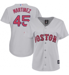 Women's Majestic Boston Red Sox #45 Pedro Martinez Authentic Grey Road MLB Jersey