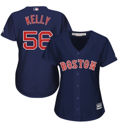 Women's Majestic Boston Red Sox #56 Joe Kelly Replica Navy Blue Alternate Road MLB Jersey