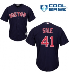 Men's Majestic Boston Red Sox #41 Chris Sale Replica Navy Blue Alternate Road Cool Base MLB Jersey