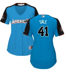 Women's Majestic Boston Red Sox #41 Chris Sale Replica Blue American League 2017 MLB All-Star MLB Jersey