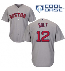 Youth Majestic Boston Red Sox #12 Brock Holt Authentic Grey Road Cool Base MLB Jersey