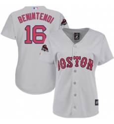 Women's Majestic Boston Red Sox #16 Andrew Benintendi Authentic Grey Road 2018 World Series Champions MLB Jersey