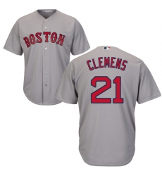 Youth Majestic Boston Red Sox #21 Roger Clemens Replica Grey Road Cool Base MLB Jersey
