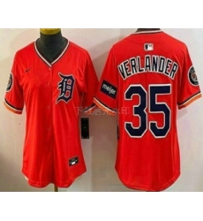 Women's Detroit Tigers #35 Justin Verlander Orange Stadium Jersey