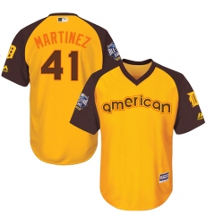Youth Majestic Detroit Tigers #41 Victor Martinez Authentic Yellow 2016 All-Star American League BP Cool Base MLB Jersey