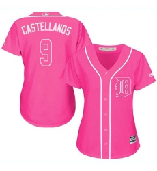 Women's Majestic Detroit Tigers #9 Nick Castellanos Replica Pink Fashion Cool Base MLB Jersey
