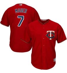 Men's Majestic Minnesota Twins #7 Joe Mauer Replica Scarlet Alternate Cool Base MLB Jersey