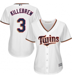 Women's Majestic Minnesota Twins #3 Harmon Killebrew Replica White Home Cool Base MLB Jersey