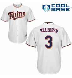 Youth Majestic Minnesota Twins #3 Harmon Killebrew Replica White Home Cool Base MLB Jersey
