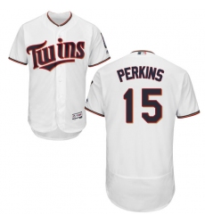 Men's Majestic Minnesota Twins #15 Glen Perkins White Home Flex Base Authentic Collection MLB Jersey