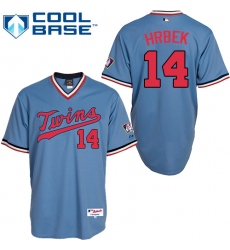 Men's Majestic Minnesota Twins #14 Kent Hrbek Authentic Light Blue 1984 Turn Back The Clock MLB Jersey