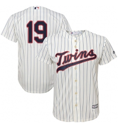 Men's Majestic Minnesota Twins #19 Kennys Vargas Replica Cream Alternate Cool Base MLB Jersey