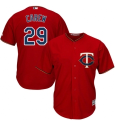 Youth Majestic Minnesota Twins #29 Rod Carew Replica Scarlet Alternate Cool Base MLB Jersey