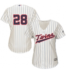 Women's Majestic Minnesota Twins #28 Bert Blyleven Replica Cream Alternate Cool Base MLB Jersey