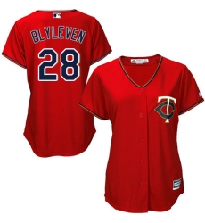 Women's Majestic Minnesota Twins #28 Bert Blyleven Replica Scarlet Alternate Cool Base MLB Jersey