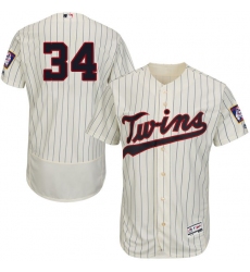 Men's Majestic Minnesota Twins #34 Kirby Puckett Authentic Cream Alternate Flex Base Authentic Collection MLB Jersey