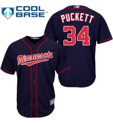 Youth Majestic Minnesota Twins #34 Kirby Puckett Authentic Navy Blue Alternate Road Cool Base MLB Jersey