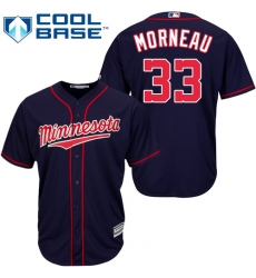 Youth Majestic Minnesota Twins #33 Justin Morneau Replica Navy Blue Alternate Road Cool Base MLB Jersey