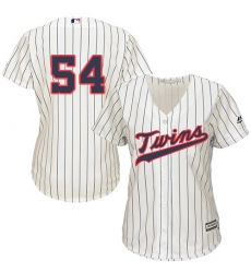 Women's Majestic Minnesota Twins #54 Ervin Santana Replica Cream Alternate Cool Base MLB Jersey
