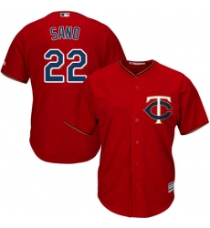 Youth Majestic Minnesota Twins #22 Miguel Sano Replica Scarlet Alternate Cool Base MLB Jersey