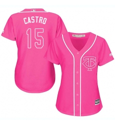 Women's Majestic Minnesota Twins #15 Jason Castro Replica Pink Fashion Cool Base MLB Jersey