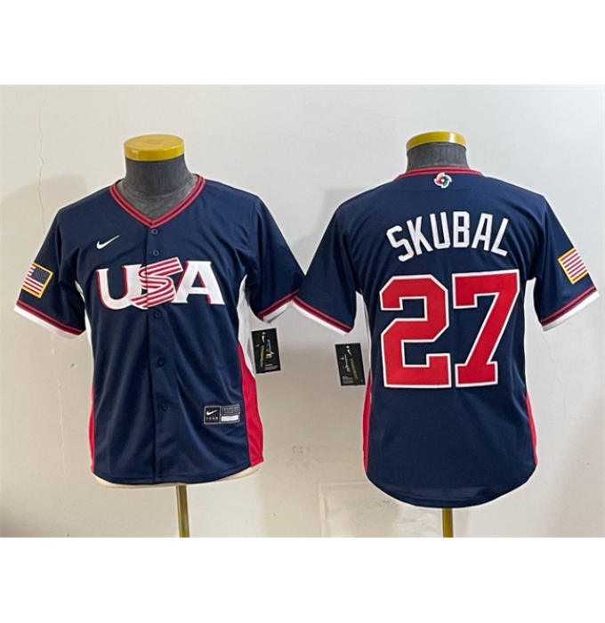 Youth USA Baseball #27 Tarik Skubal Navy 2026 World Baseball Classic Stadium Stitched Baseball Jersey