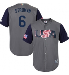 Men's USA Baseball Majestic #6 Marcus Stroman Gray 2017 World Baseball Classic Replica Team Jersey