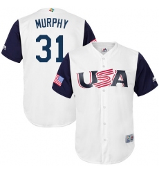 Youth USA Baseball Majestic #31 Daniel Murphy White 2017 World Baseball Classic Replica Team Jersey