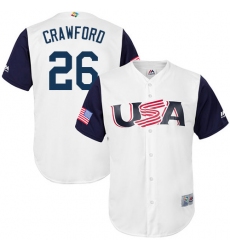 Youth USA Baseball Majestic #26 Brandon Crawford White 2017 World Baseball Classic Replica Team Jersey