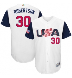 Youth USA Baseball Majestic #30 David Robertson White 2017 World Baseball Classic Authentic Team Jersey